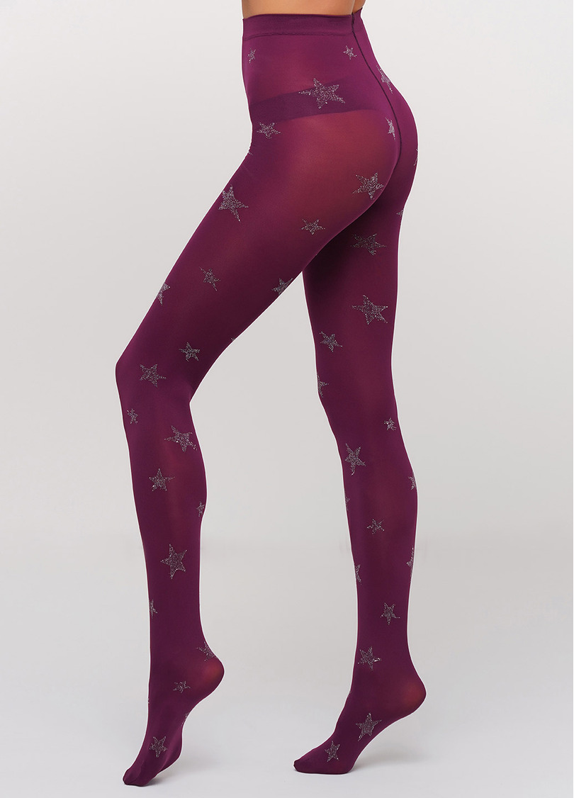 Колготы со звездами из люрекса Evelyn 60 den model 1 (port wine)