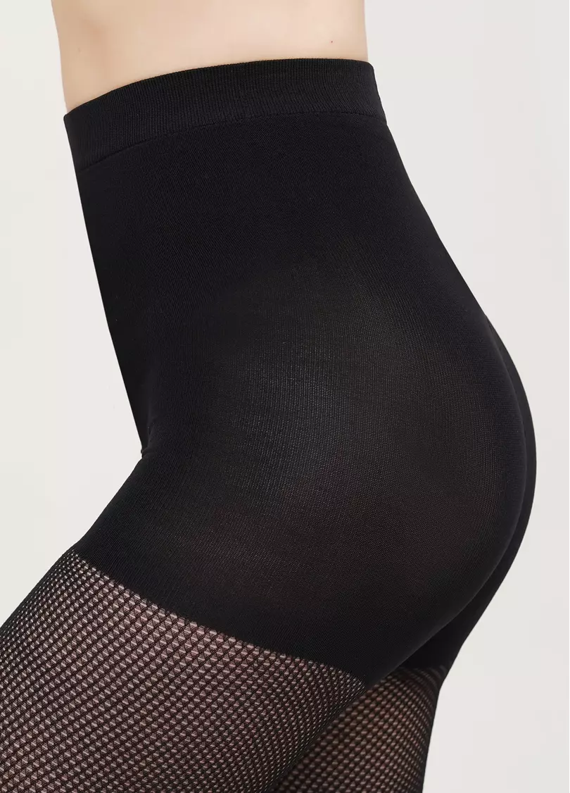 Колготки в сетку с имитацией чулок FASHION NET UP 60 (1) nero (черный)
