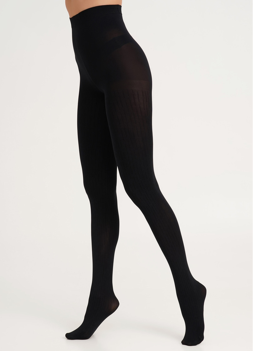 Колготки теплые с полосами FISSURE 100 (1) nero (черный)