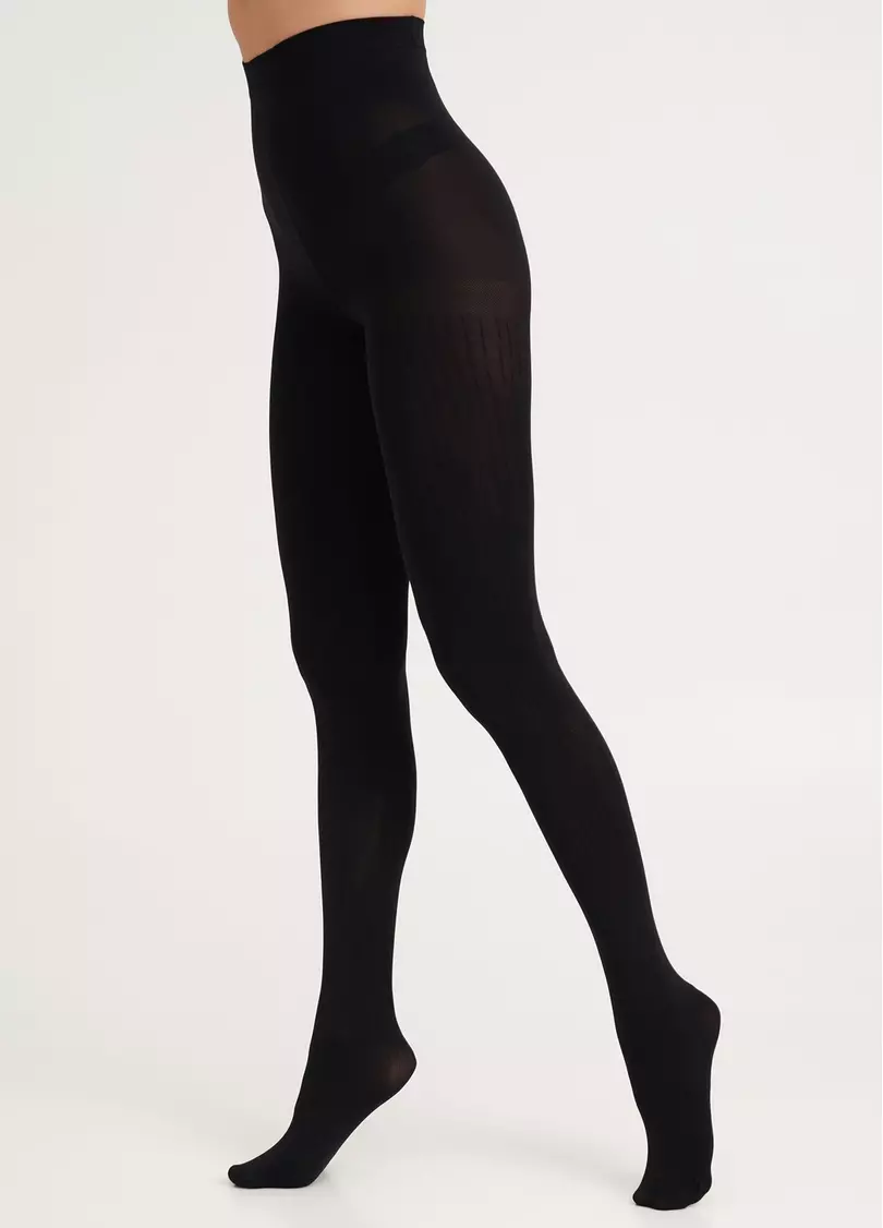 Колготки теплые с полосами FISSURE 100 (1) nero (черный)