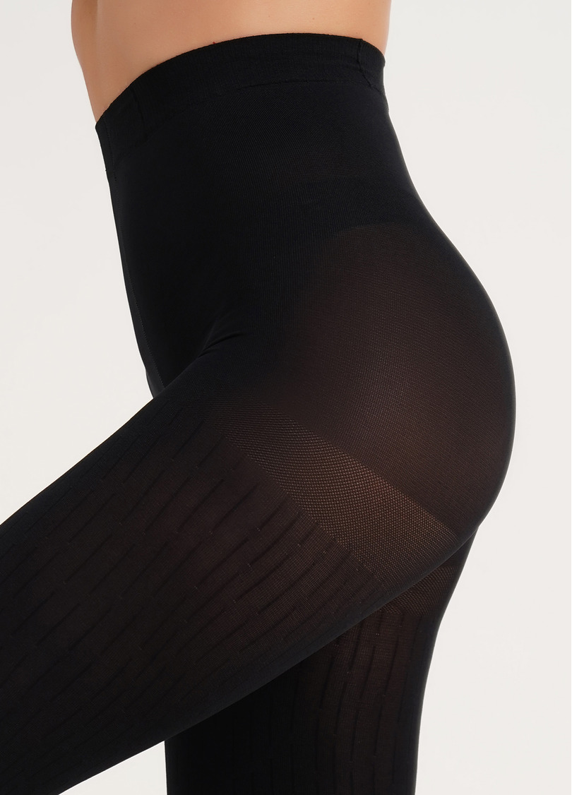 Колготки теплые с полосами FISSURE 100 (1) nero (черный)