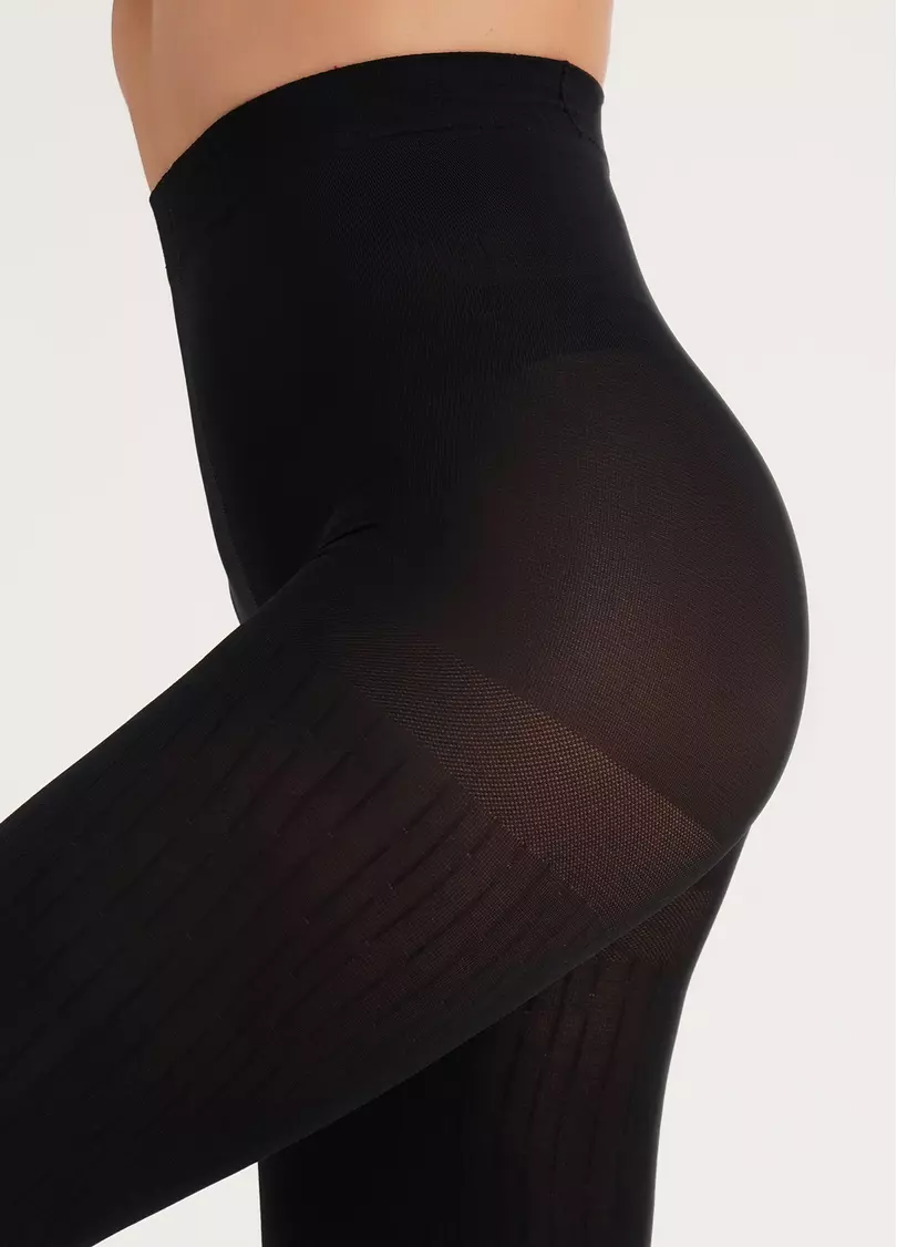 Колготки теплые с полосами FISSURE 100 (1) nero (черный)