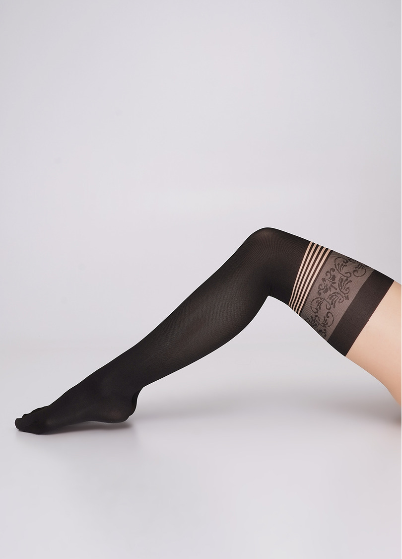 Колготки с имитацией чулок с узором HARLEY 60 daino/nero (бежевый/черный)