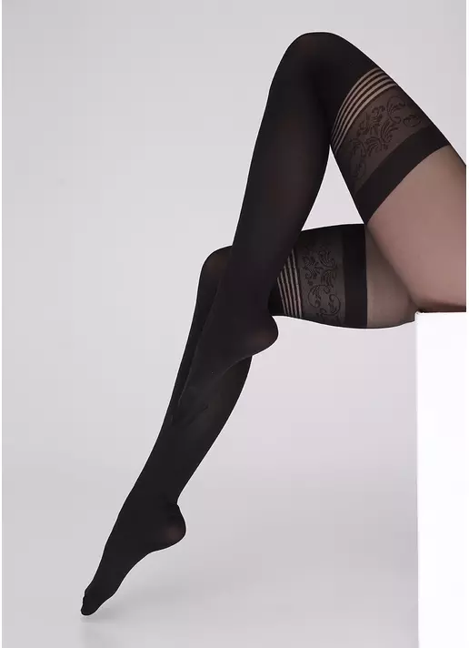 Колготки с имитацией чулок с узором HARLEY 60 nero (черный) Колготки с имитацией чулок с узором HARLEY 60 nero (черный)