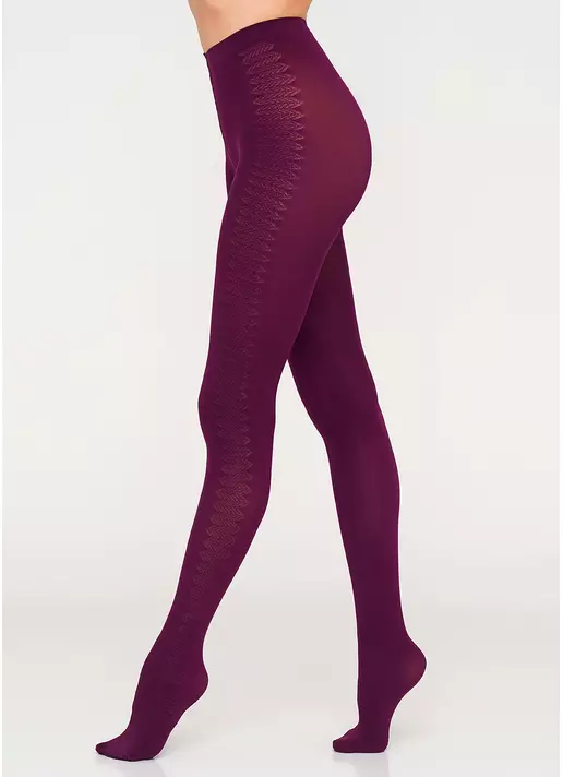 Колготи з мікрофібри та боковим малюнком Helen 70 den model 3 (port wine)