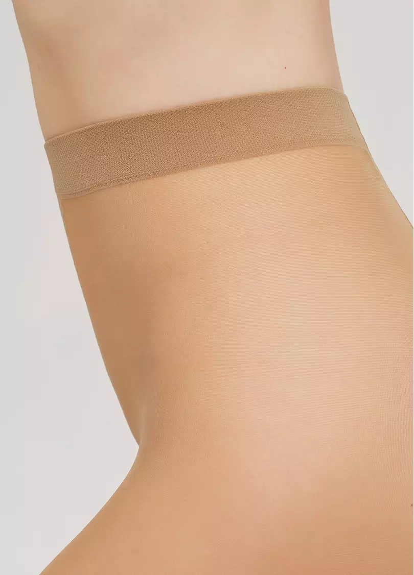 Колготки с имитацией чулок и цветочным узором на стопах INKWELL 20 daino/nero (бежевый/черный)