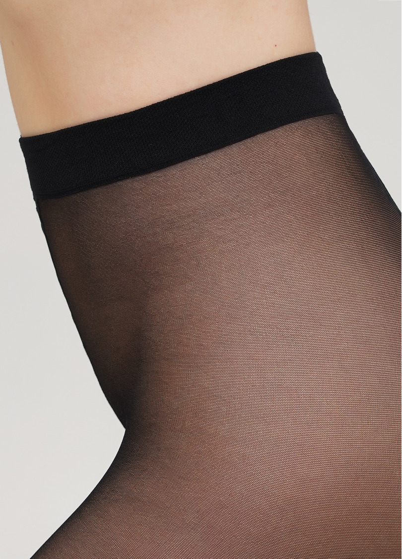 Колготки с имитацией чулок и цветочным узором на стопах INKWELL 20 nero (черный)