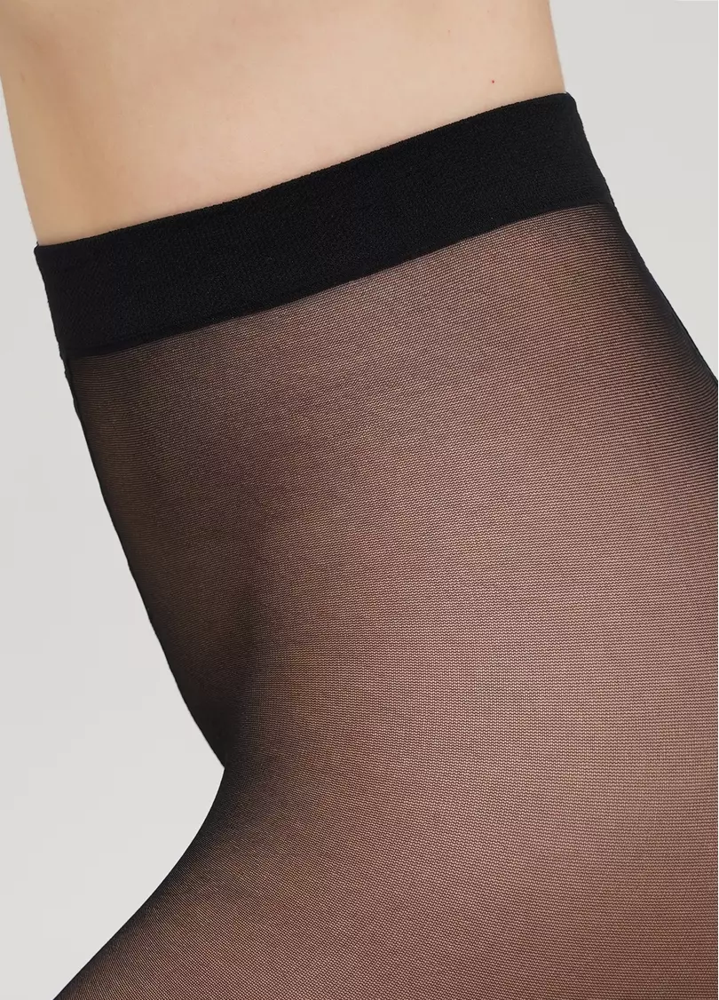 Колготки с имитацией чулок и цветочным узором на стопах INKWELL 20 nero (черный)