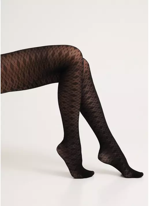 Колготки бавовняні з візерунком LACERY 60 (3) black (чорний) Колготки бавовняні з візерунком LACERY 60 (3) black (чорний)