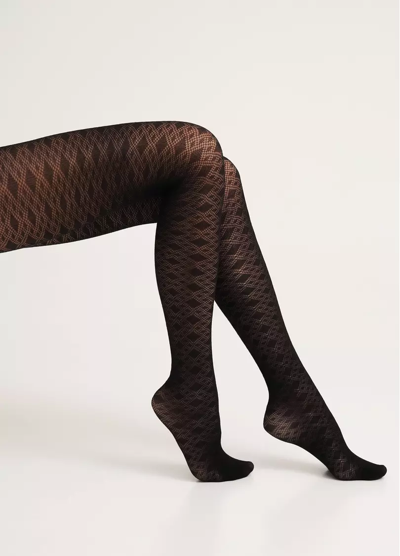 Колготки хлопковые с узором LACERY 60 (3) black (черный)