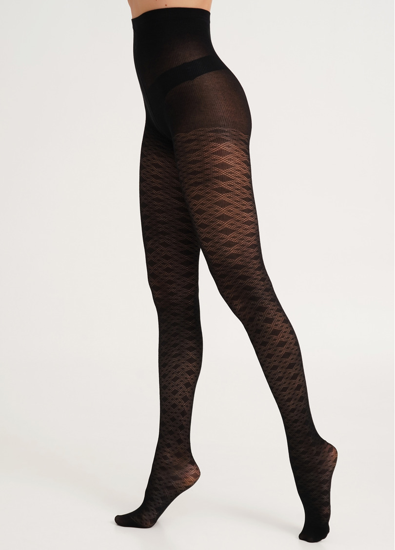 Колготки бавовняні з візерунком LACERY 60 (3) black (чорний)