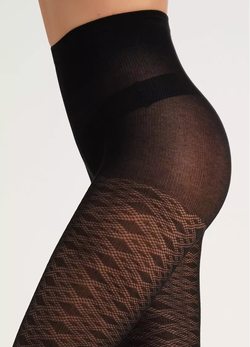 Колготки хлопковые с узором LACERY 60 (3) black (черный)