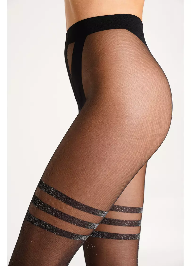 Колготы с имитацией люрексовых чулок LIMA LUREX 20 (2) nero/silver (черный)