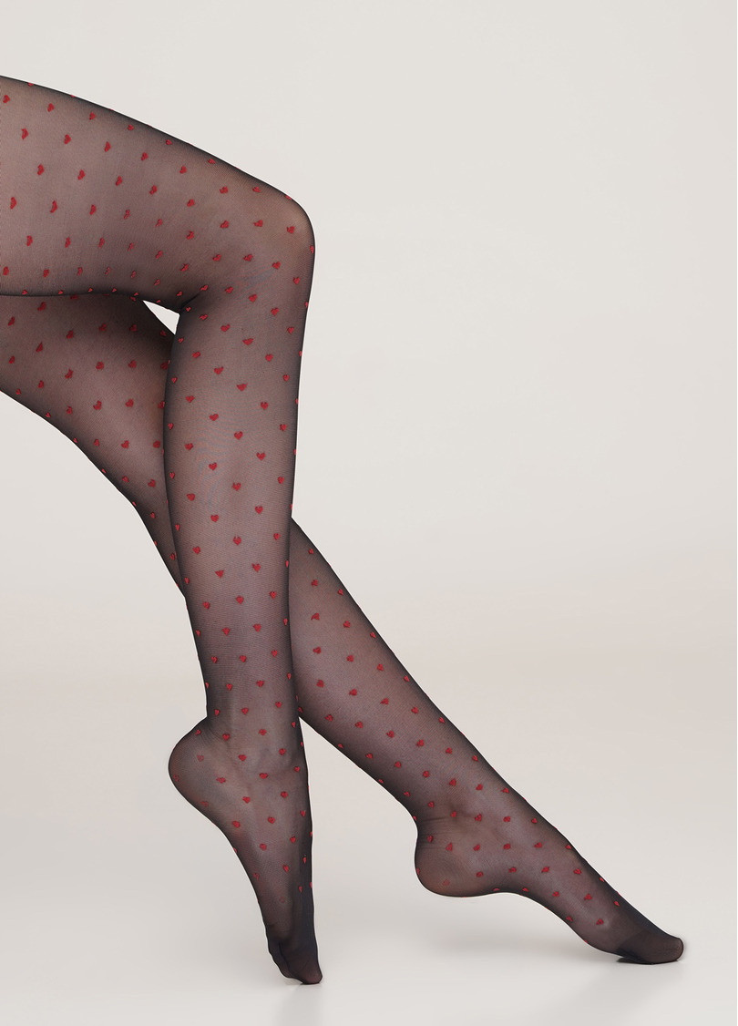 Колготи з візерунком в дрібне сердечко Lovers 20 den model 4 (nero/rosso)
