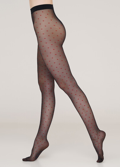 Колготы с узором в мелкое сердечко Lovers 20 den model 4 (nero/rosso)