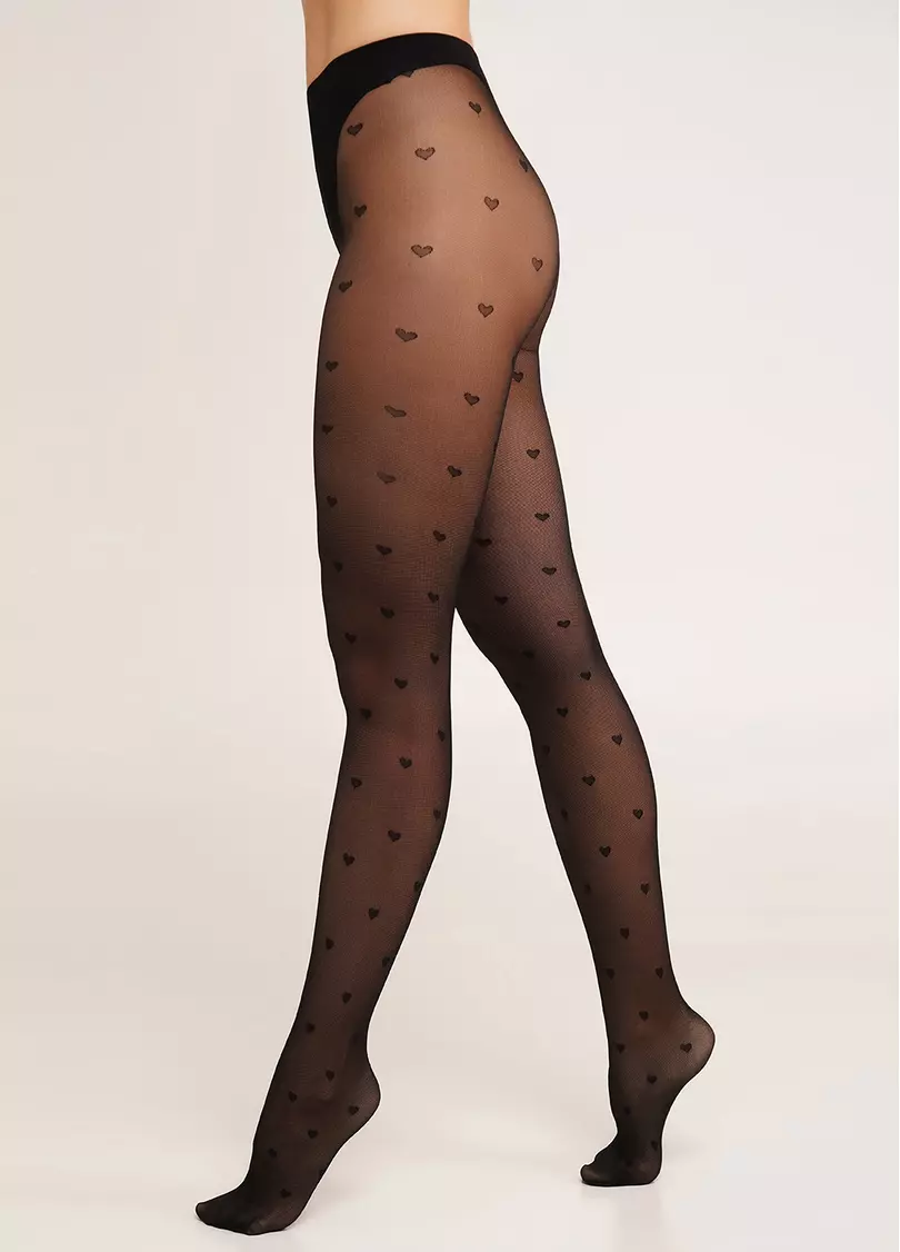 Колготки микросетка с сердечками MEGAN 40 (1) nero (черный)