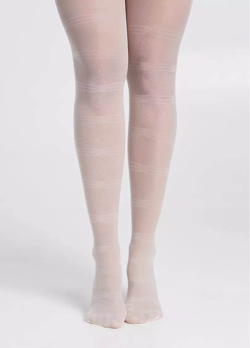 Колготки в клетку MEGAN 40 (8) crema (белый)