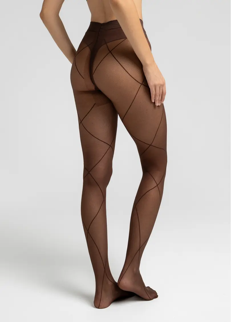 Колготки из микросетки с полосами MESH 40 (2), коричневый