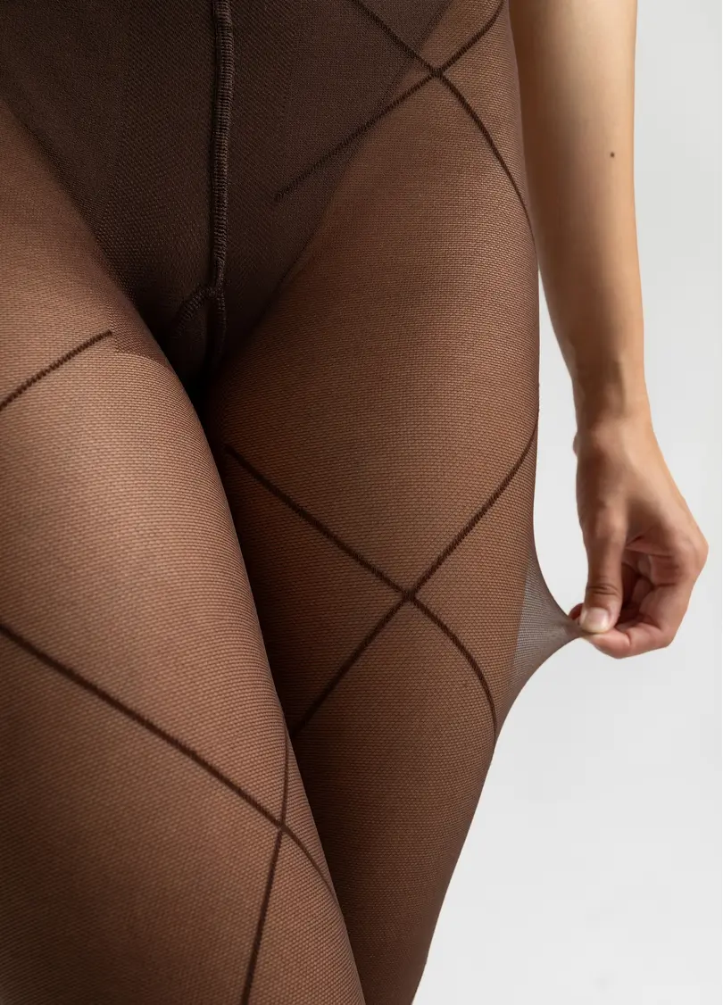 Колготки из микросетки с полосами MESH 40 (2), коричневый