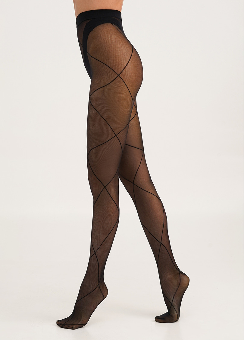 Колготки з мікросітки зі смугами MESH 40 (2) nero (чорний)