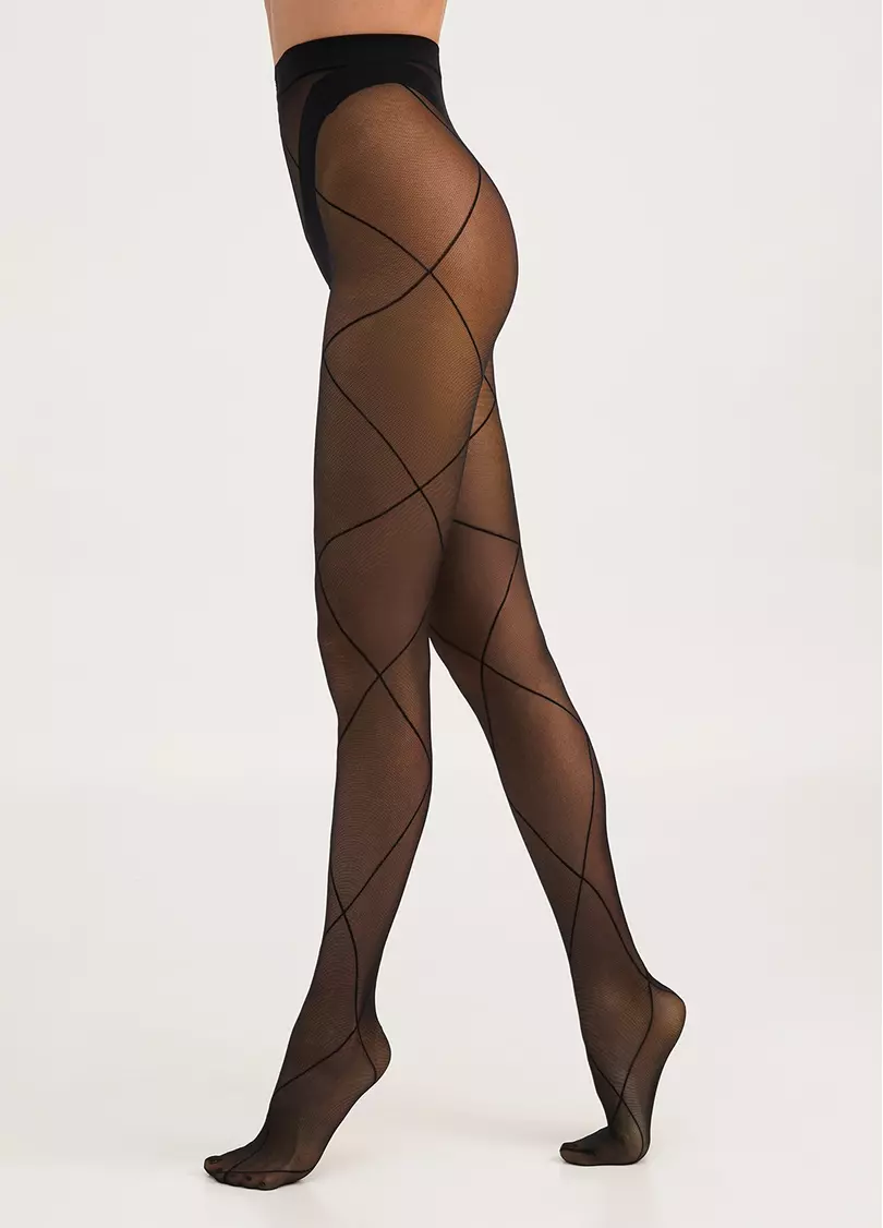 Колготки з мікросітки зі смугами MESH 40 (2) nero (чорний)