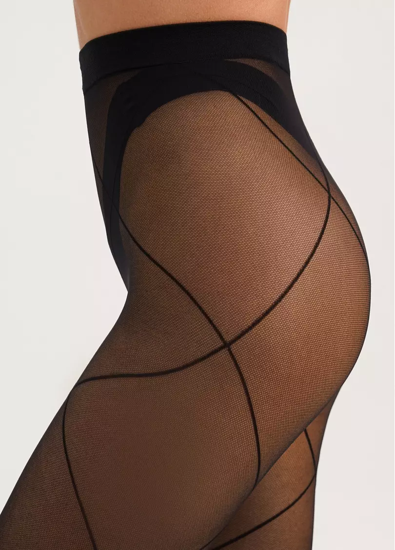 Колготки з мікросітки зі смугами MESH 40 (2) nero (чорний)