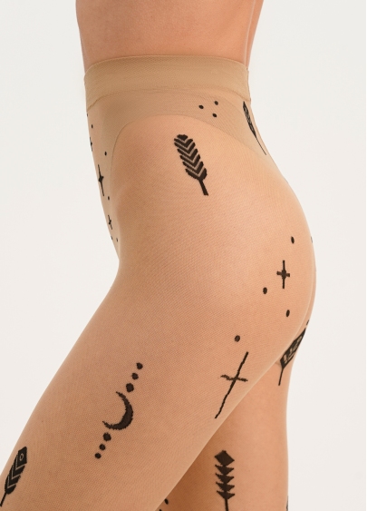 Колготки з мікросітки в тату в стилі бохо MESH 40 (3) daino/nero (бежевий/чорний)