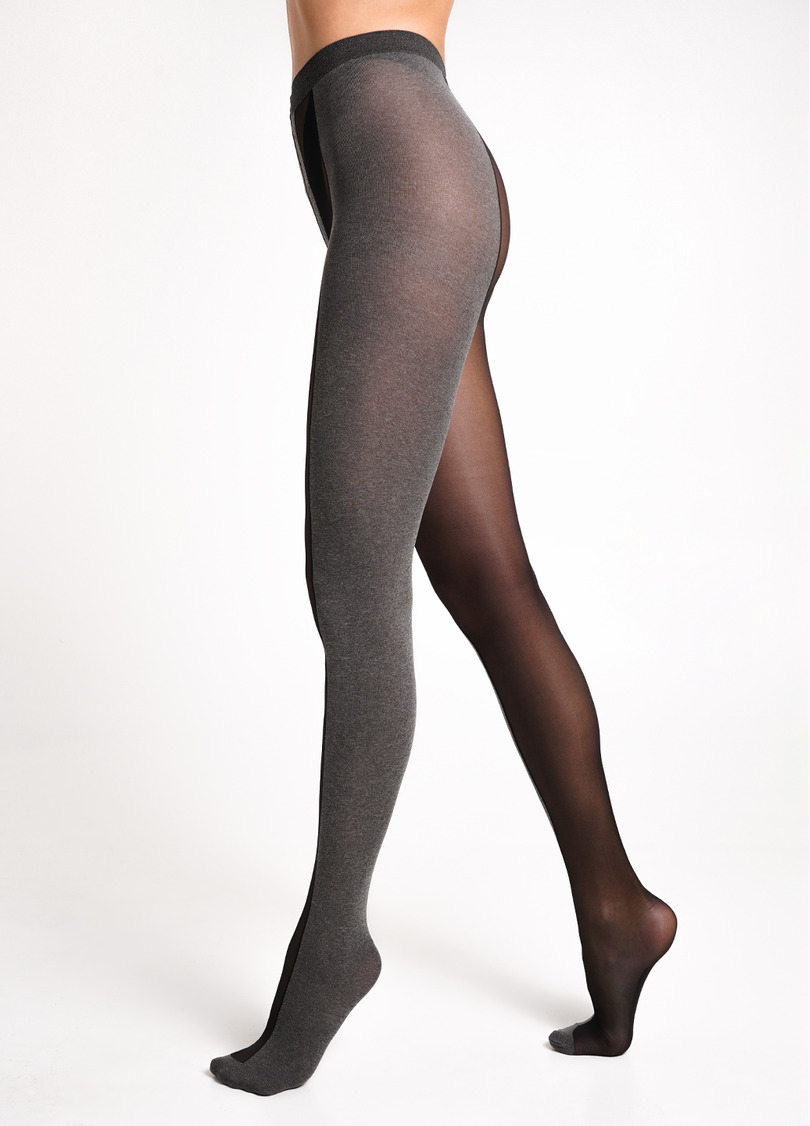 Колготки з контрастним смугами з боків MIRACLE 40 (1) dark grey melange (сірий)