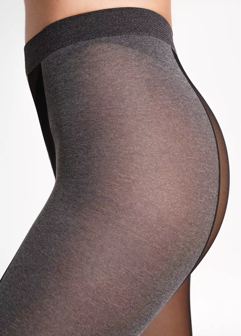 Колготки з контрастним смугами з боків MIRACLE 40 (1) dark grey melange (сірий)