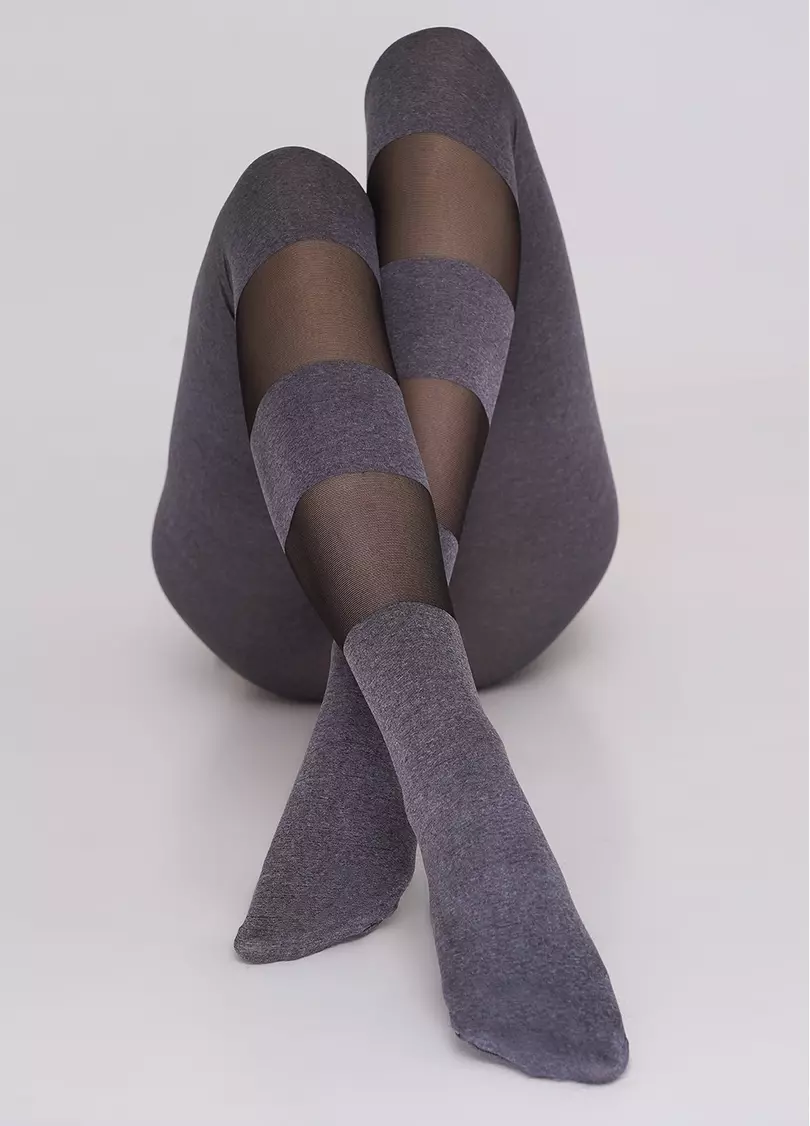Колготки меланжевые с полупрозрачными полосками MIRACLE 40 (2) dark grey melange (серый меланж)
