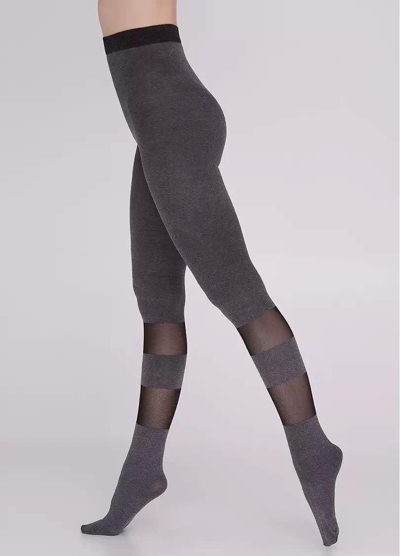Колготки меланжевые с полупрозрачными полосками MIRACLE 40 (2) dark grey melange (серый меланж)