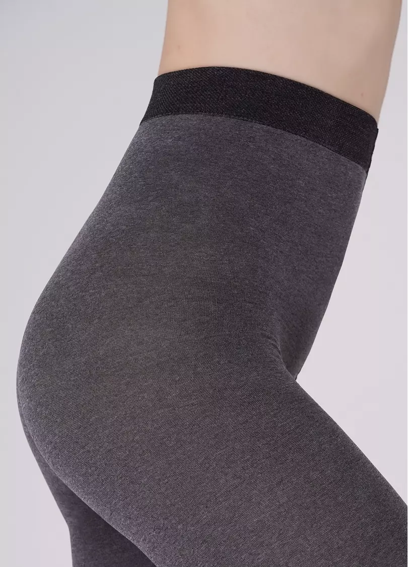 Колготки меланжевые с полупрозрачными полосками MIRACLE 40 (2) dark grey melange (серый меланж)