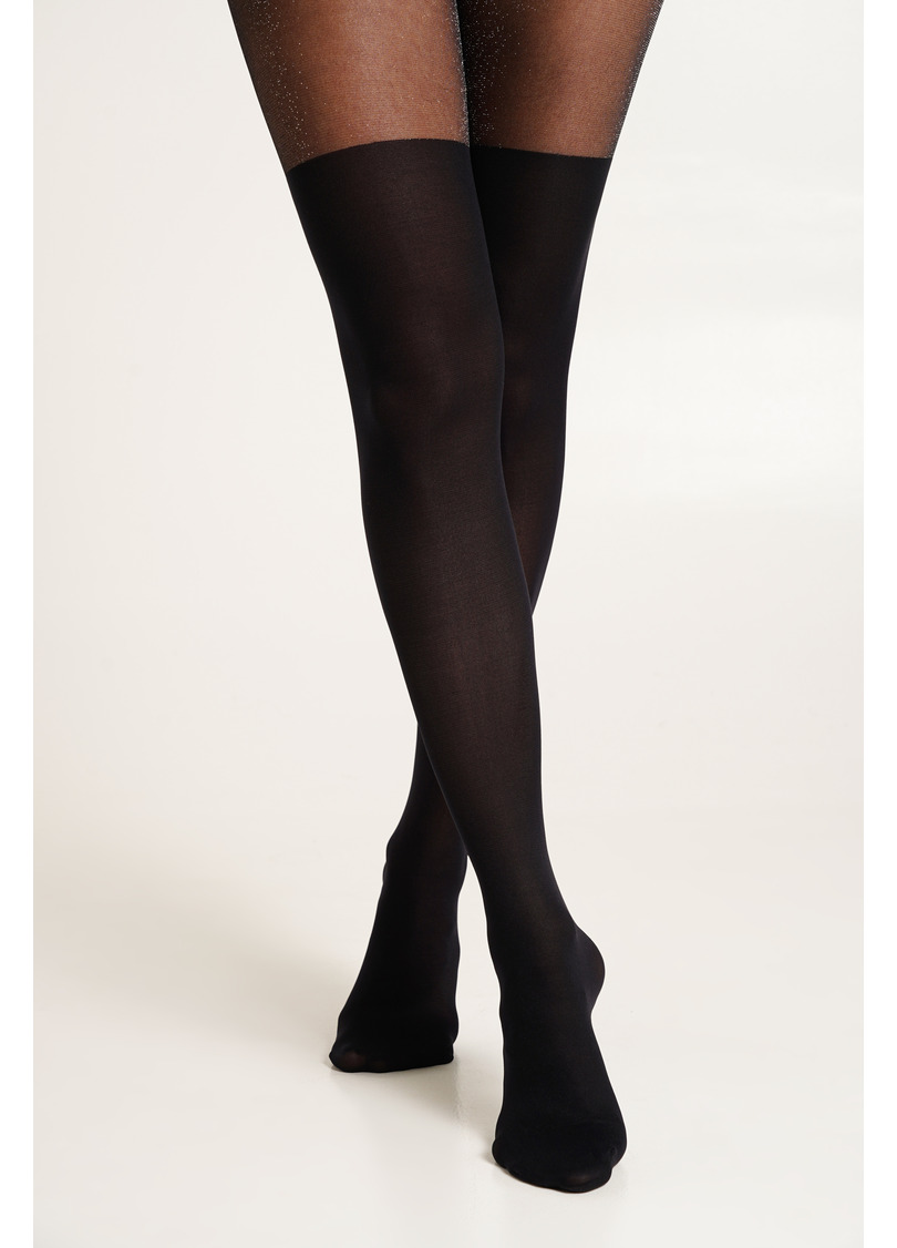 Колготы с имитацией матовых чулок и люрексом PARI LUREX 60 (1) nero (черный)
