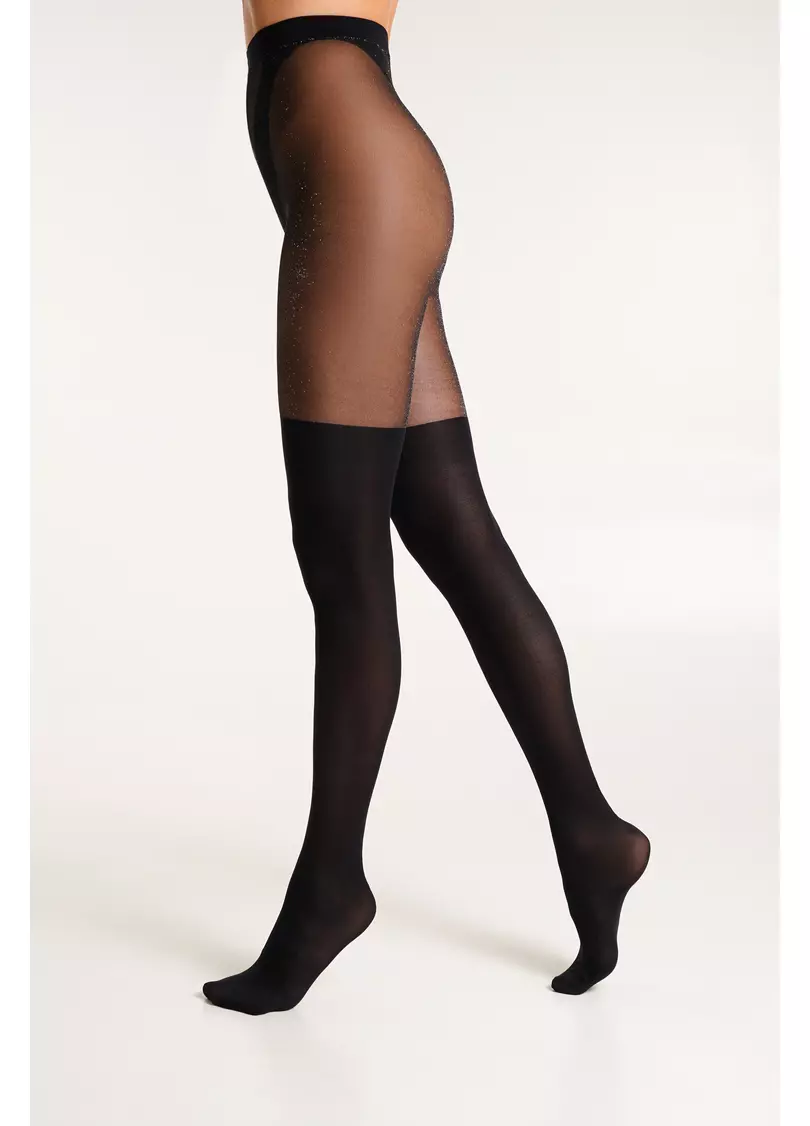 Колготы с имитацией матовых чулок и люрексом PARI LUREX 60 (1) nero (черный)
