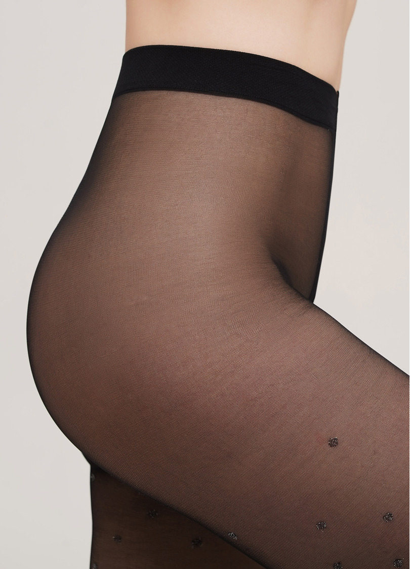 Колготки с имитацией чулок с блестящим горошком PARI LUREX 60 (3) nero (черный)
