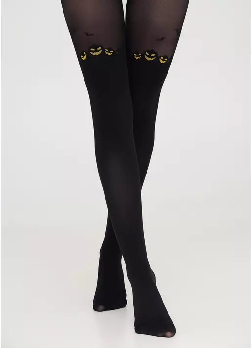 Тематичні колготки з гарбузами та імітацією панчіх PUMPKIN TIGHTS black (чорний) Тематичні колготки з гарбузами та імітацією панчіх PUMPKIN TIGHTS black (чорний)