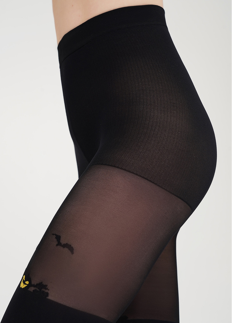 Тематичні колготки з гарбузами та імітацією панчіх PUMPKIN TIGHTS black (чорний)