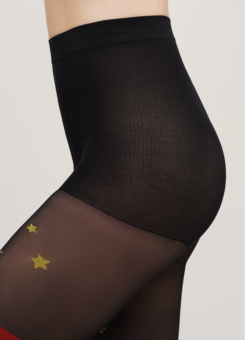 Тематичні колготки з імітацією панчіх і малюнком Олень REINDEER TIGHTS black (чорний)