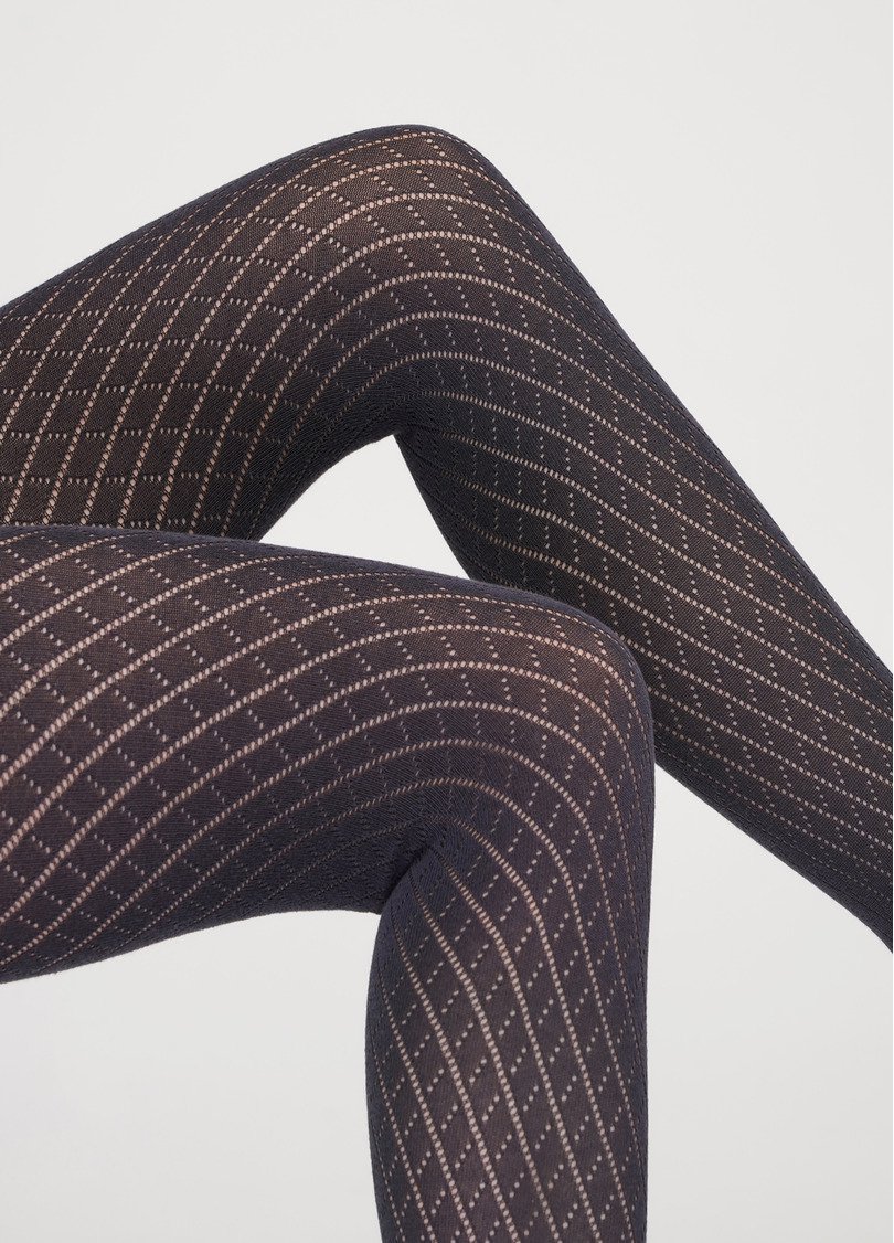 Бавовняні колготки з геометричним візерунком RIO 150 (12) iron (сірий)