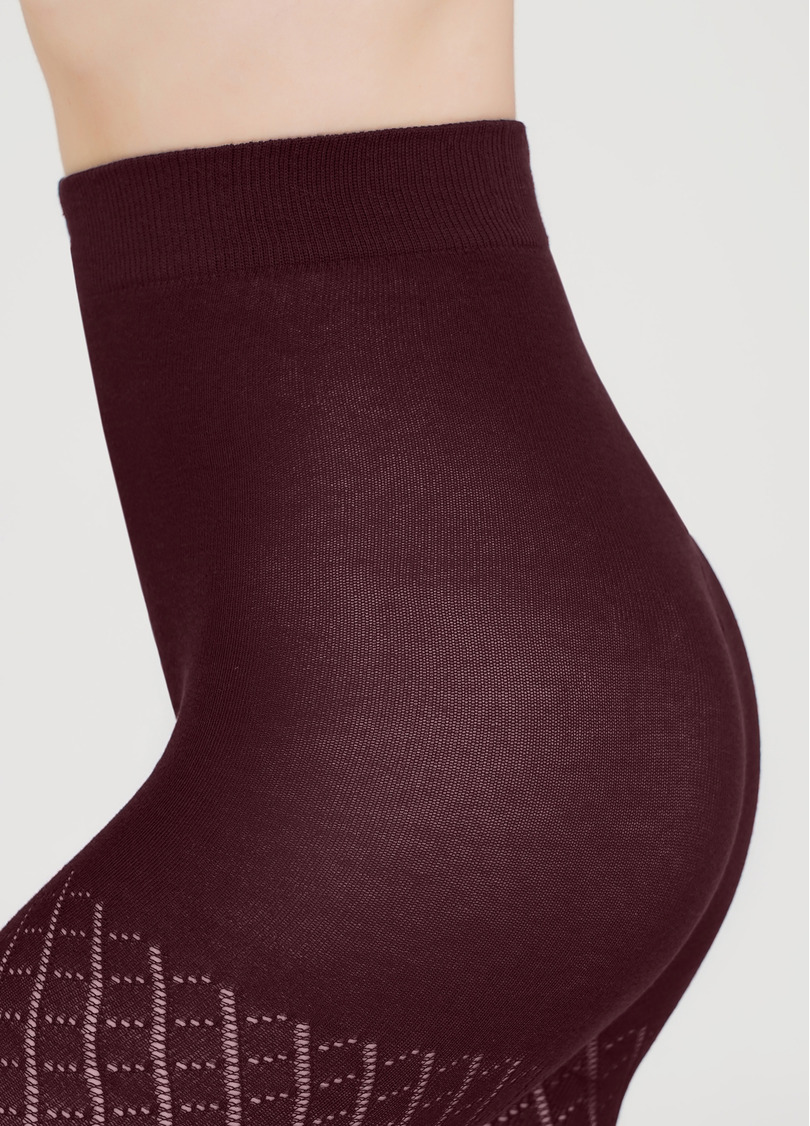 Бавовняні колготки з геометричним візерунком RIO 150 (12) marsala (бордовий)