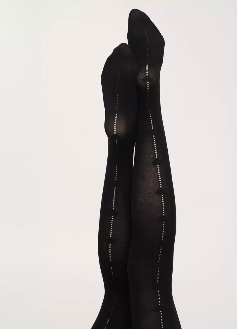 Колготки бавовняні з декоративним швом в сердечки RIO LOVE (1) nero (чорний)