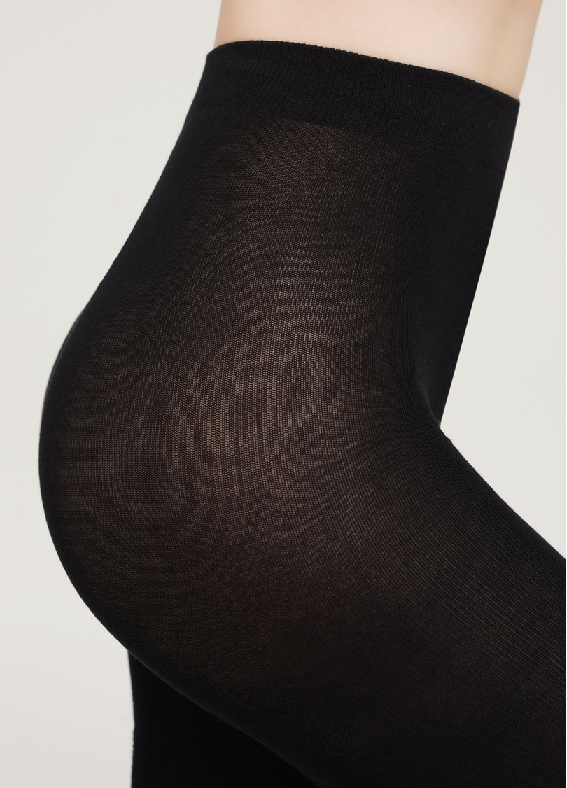 Колготки бавовняні з декоративним швом в сердечки RIO LOVE (1) nero (чорний)