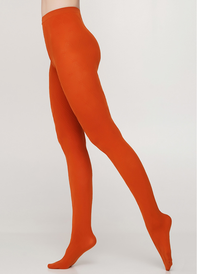 Колготки з об'ємним геометричним візерунком SALIENT 100 (2) bombay brown (помаранчевий)