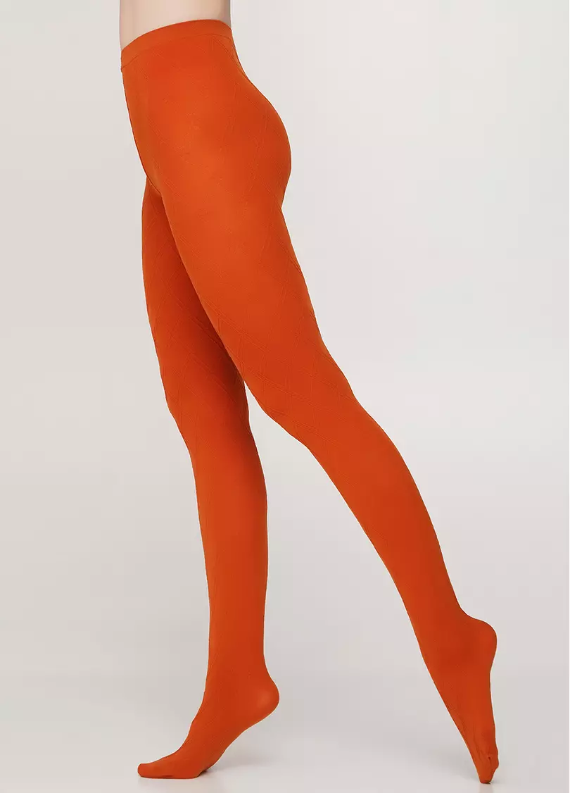 Колготки з об'ємним геометричним візерунком SALIENT 100 (2) bombay brown (помаранчевий)