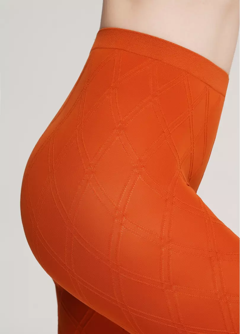 Колготки з об'ємним геометричним візерунком SALIENT 100 (2) bombay brown (помаранчевий)