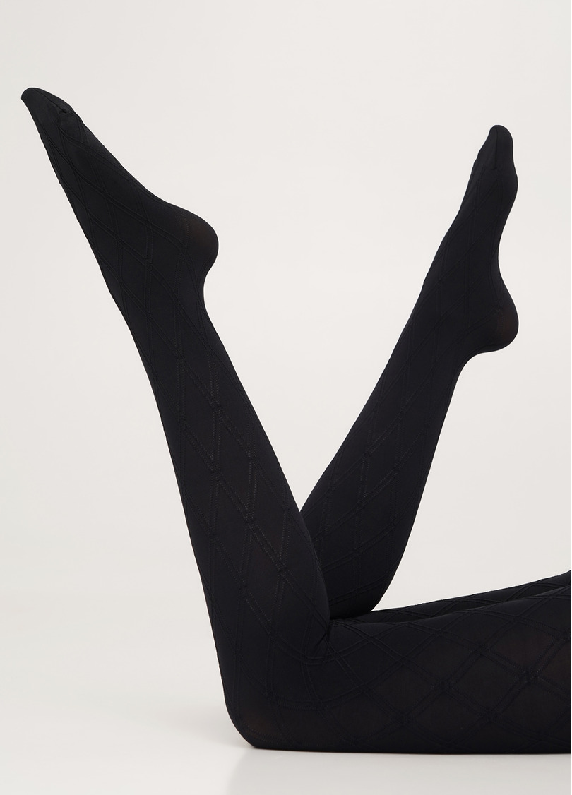 Колготки з об'ємним геометричним візерунком SALIENT 100 (2) nero (чорний)