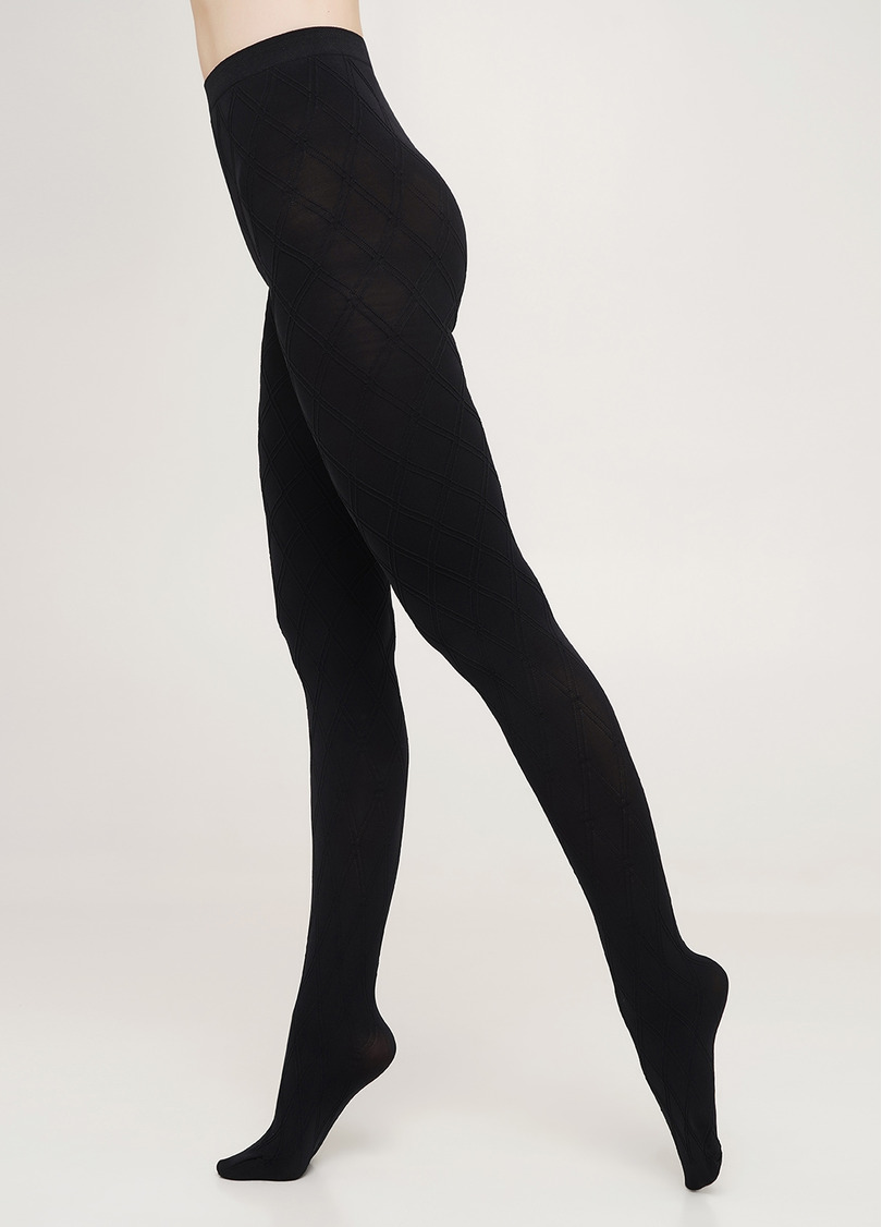 Колготки з об'ємним геометричним візерунком SALIENT 100 (2) nero (чорний)