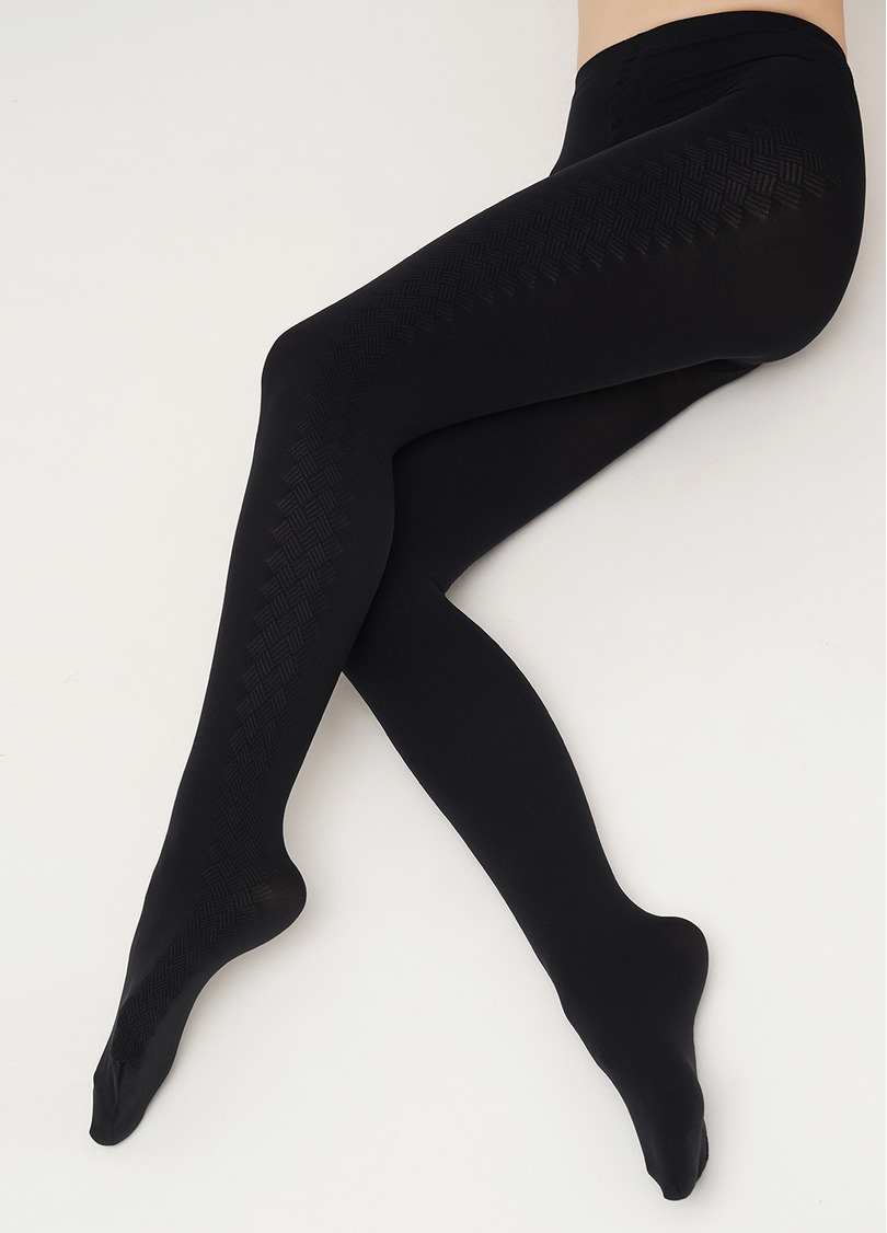 Колготки з рельєфним боковим візерунком SALIENT 100 (3) nero (чорний)