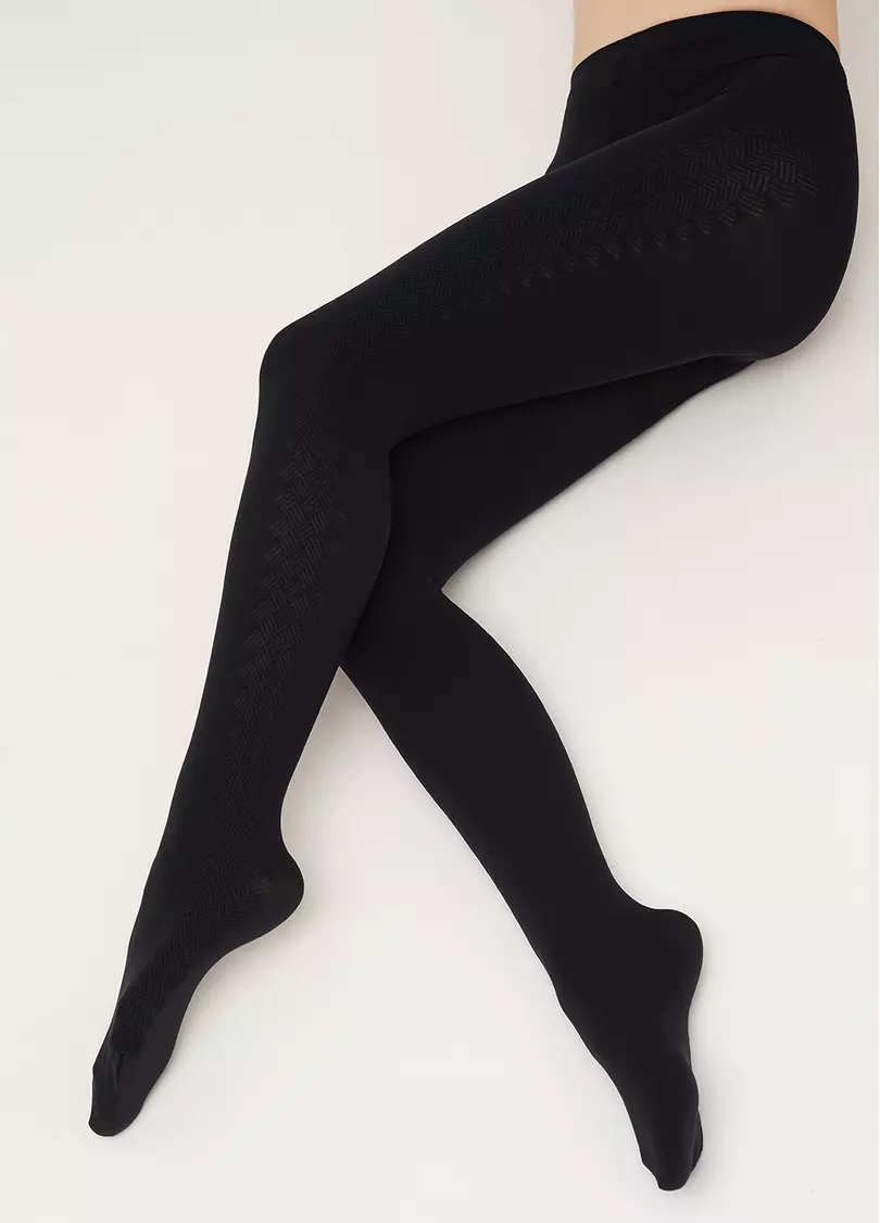 Колготки с рельефным боковым узором SALIENT 100 (3) nero (черный)