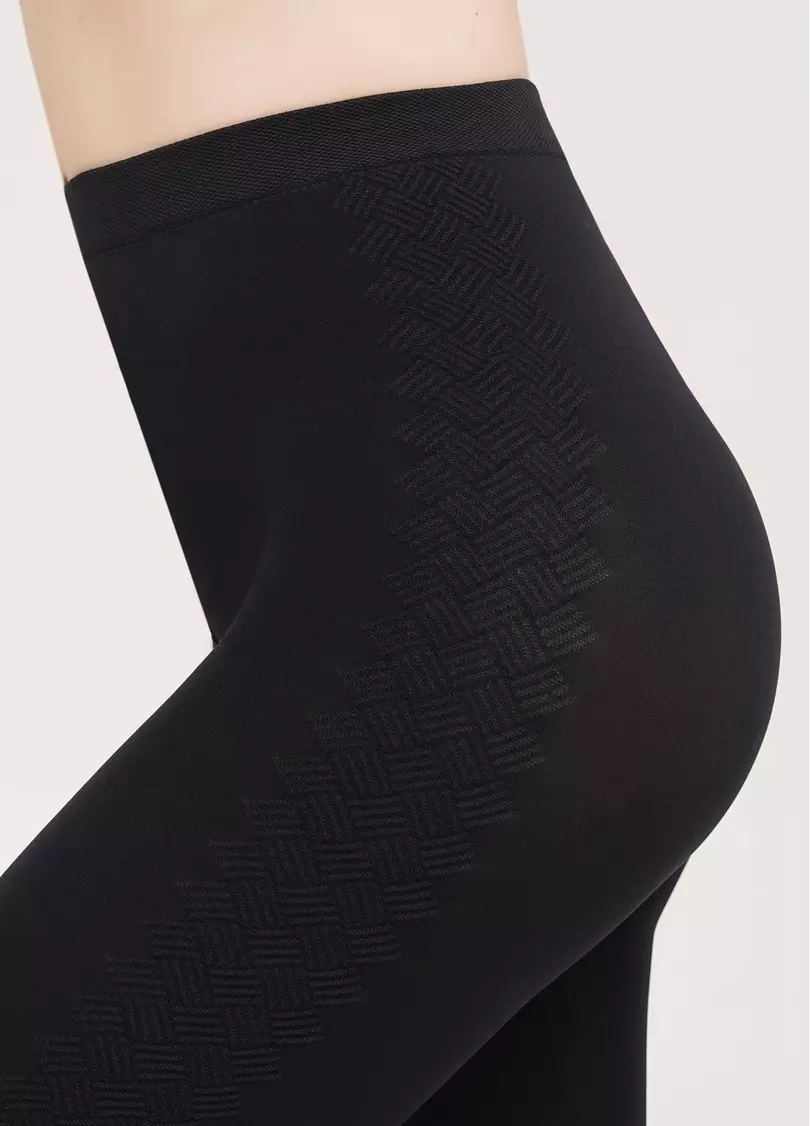 Колготки с рельефным боковым узором SALIENT 100 (3) nero (черный)